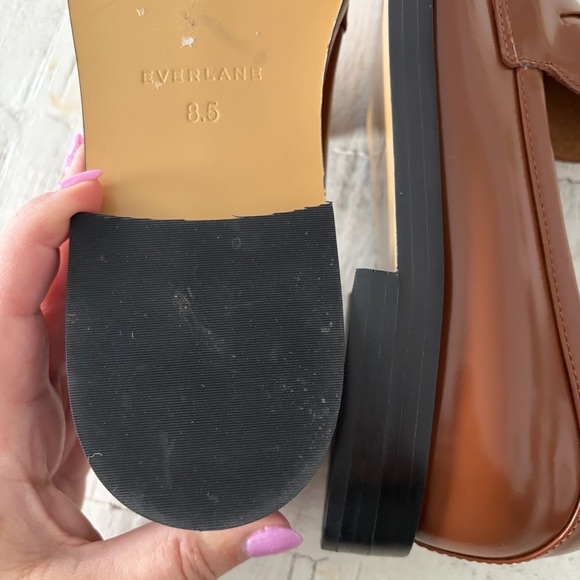 Everlane the Modern Penny Loafer NEW size 8.5 Cognac Leather Square Toe Flats - Picture 11 of 13